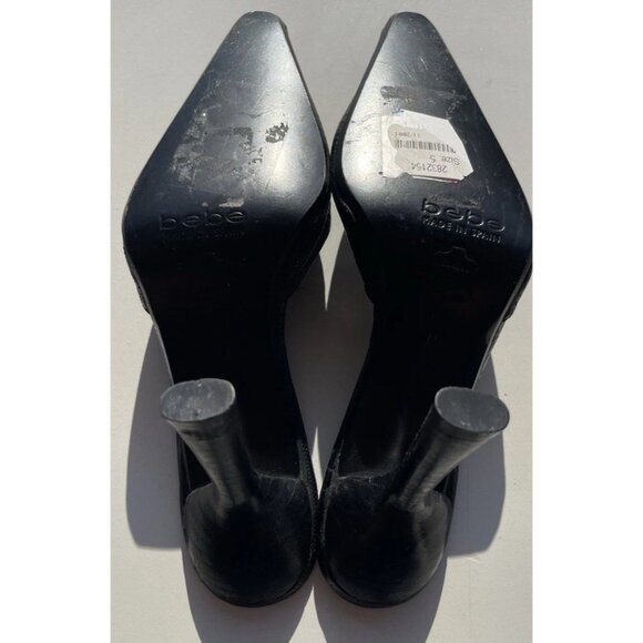 Bebe Women’s Sz 5 Black Crocodile Leather Platform Stiletto Heels Made in Spain - Picture 11 of 14